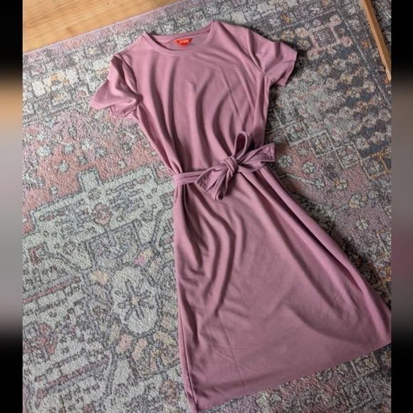 2/$20 Joe Fresh Mauve Pink Sheath Midi Dress Casual Crew Neck Short - Picture 1 of 4